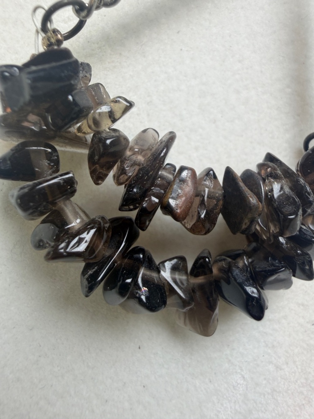 Handmade Dangle Earrings Smokey Quartz Chips Earwire Boho - Picture 4 of 6